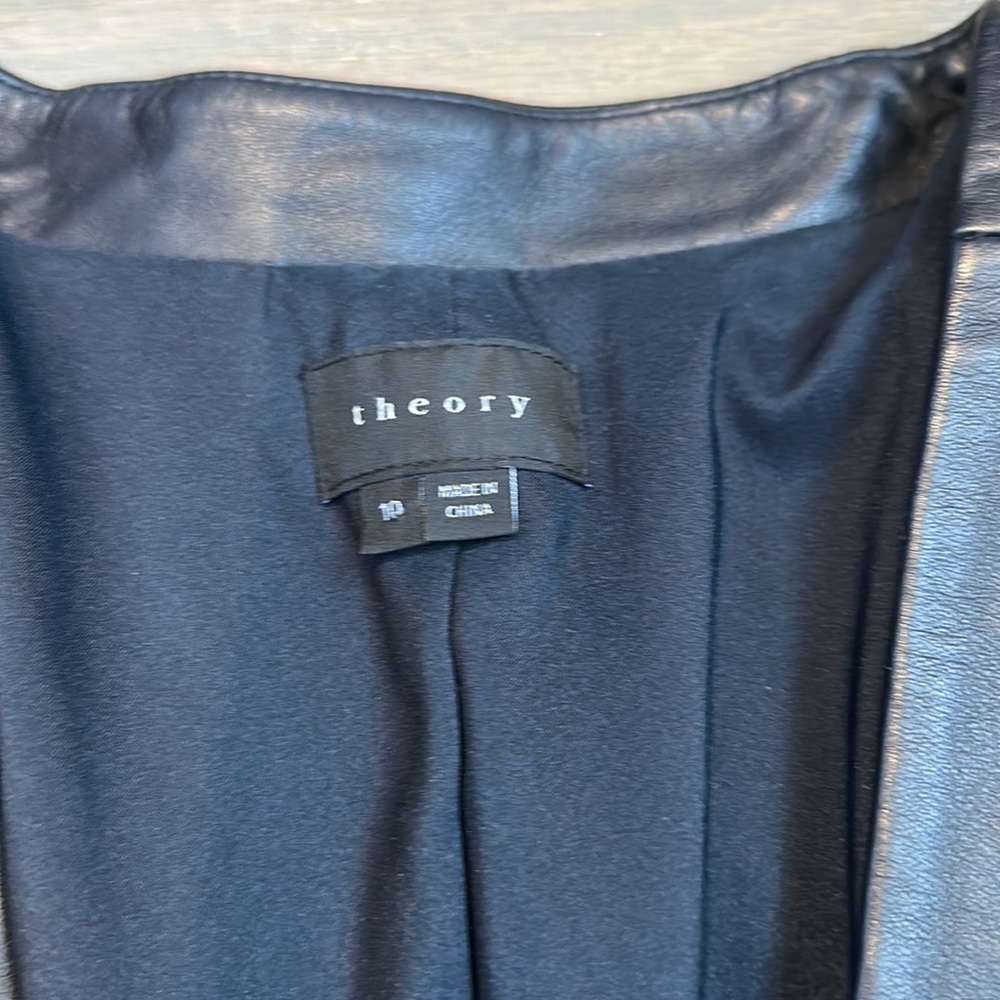 Theory Black Leather Women's Jacket - Picture 2 of 4